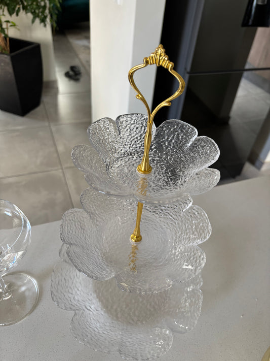 Floral Glass 3-Tier Stand
