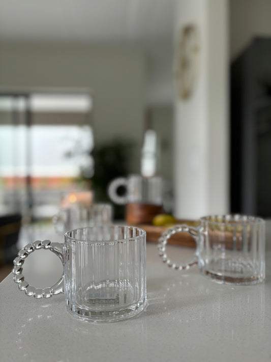 Cloud ring glass mug set
