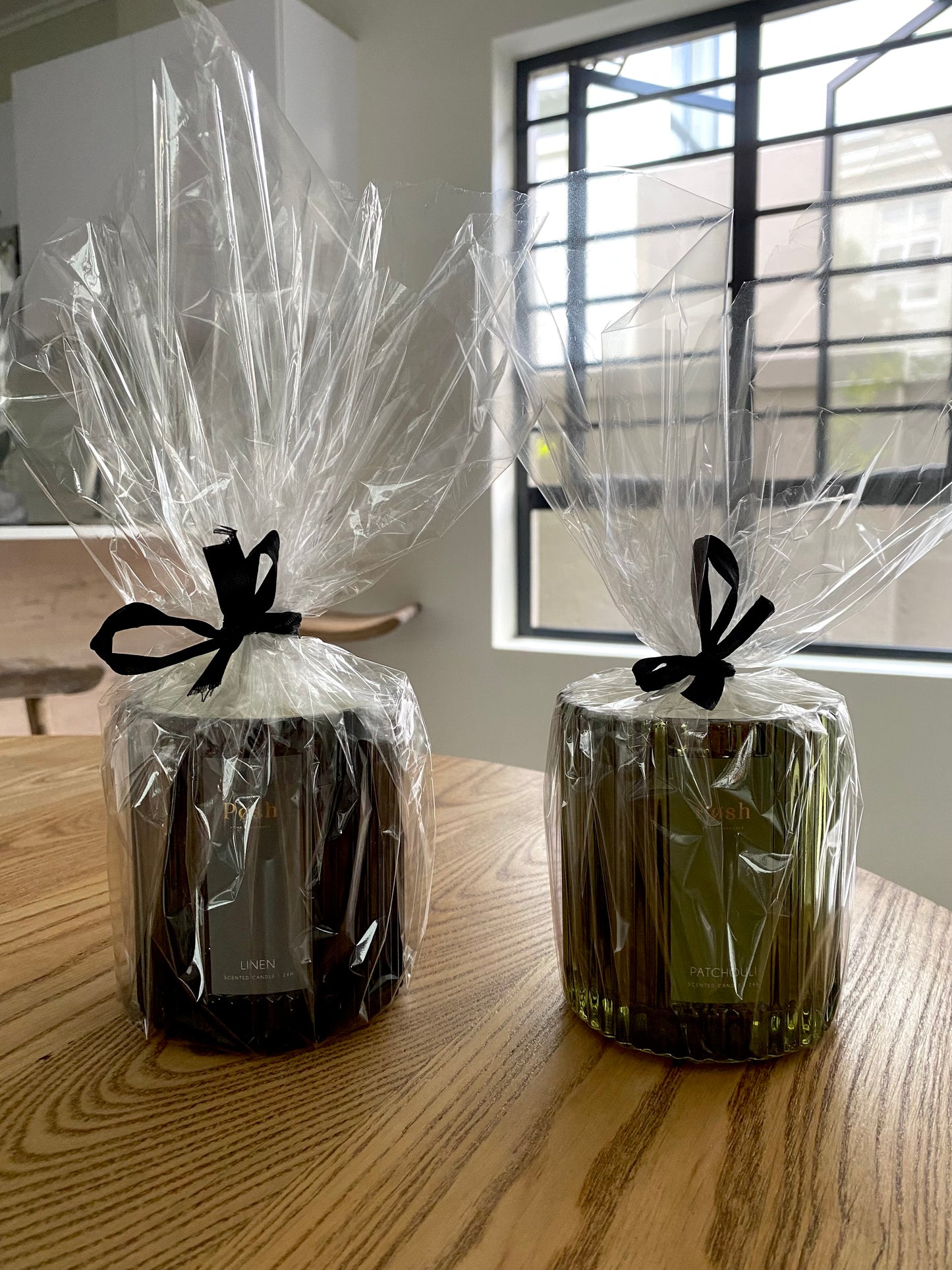 Scented wrapped candles in a luxury glass jar