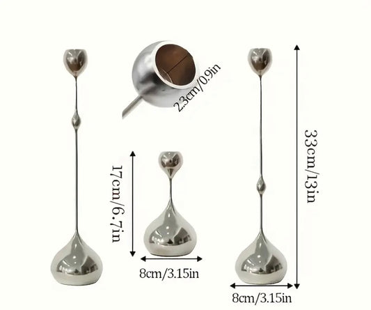 Silver Droplet Candle Holders