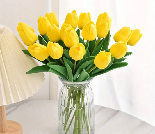 10 stem faux white tulips