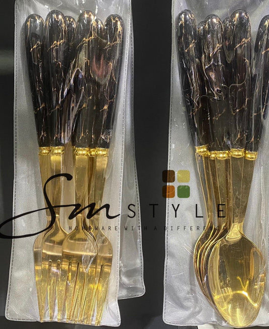 Marble touch handles cutlery 24 piece