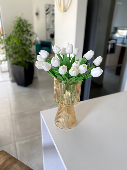 Clear gold pressed vase