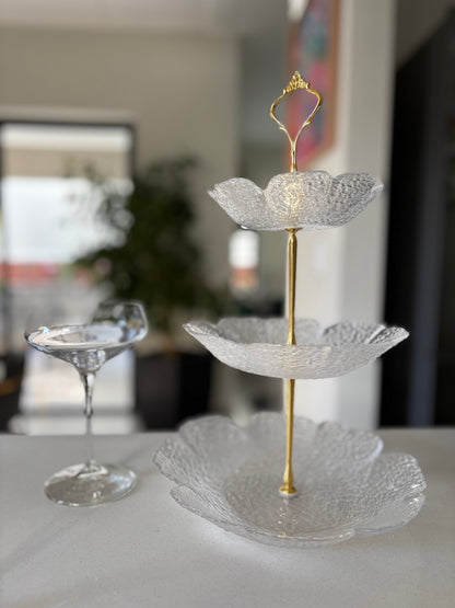 Floral Glass 3-Tier Stand