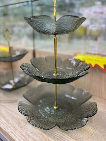 Floral Glass 3-Tier Stand