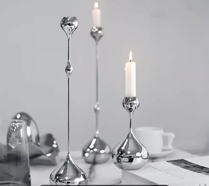 Silver Droplet Candle Holders
