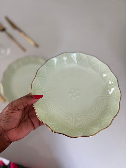 Mint Green Gold Rim Bowl Plate (22cm)