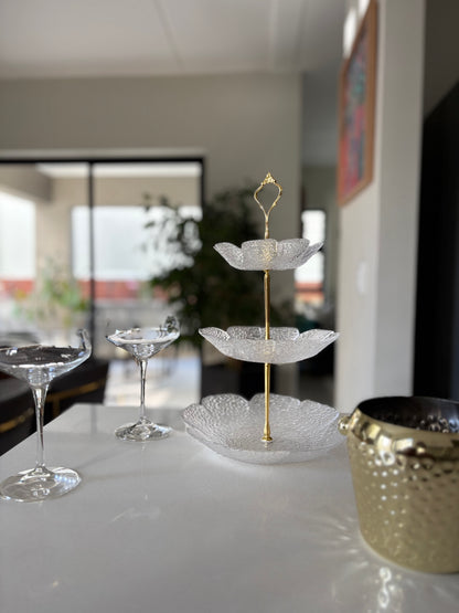 Floral Glass 3-Tier Stand
