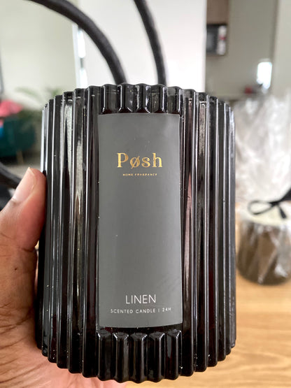Scented wrapped candles in a luxury glass jar