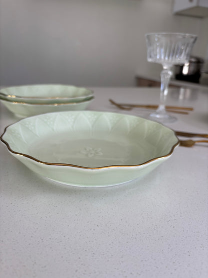 Mint Green Gold Rim Bowl Plate (22cm)
