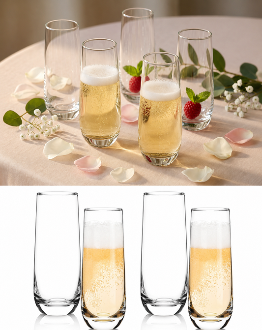 Stemless champagne glasses