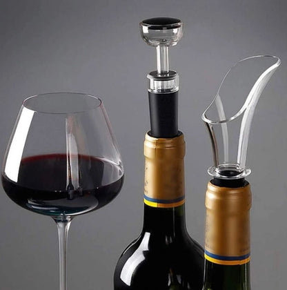 Wine stopper and pourer set
