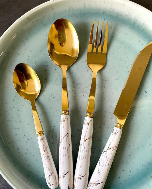 Marble touch handles cutlery 24 piece