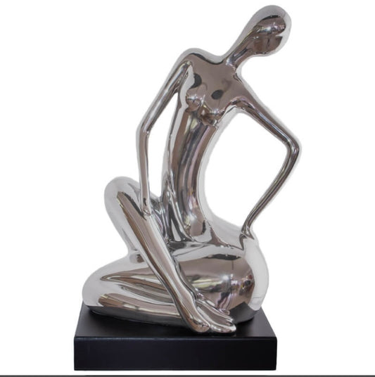 Sitting Silver sculpture