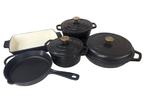 8 piece cast iron pots