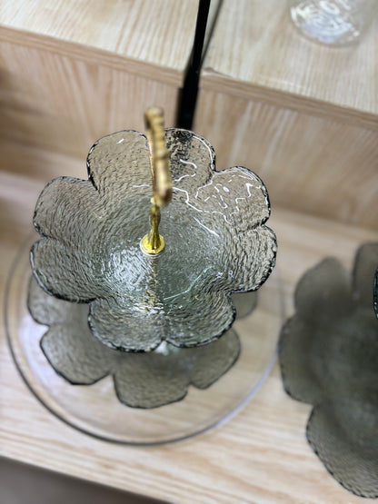 Floral Glass 3-Tier Stand
