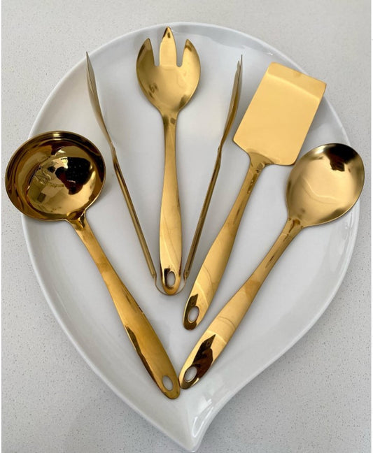 Gold serving spoons