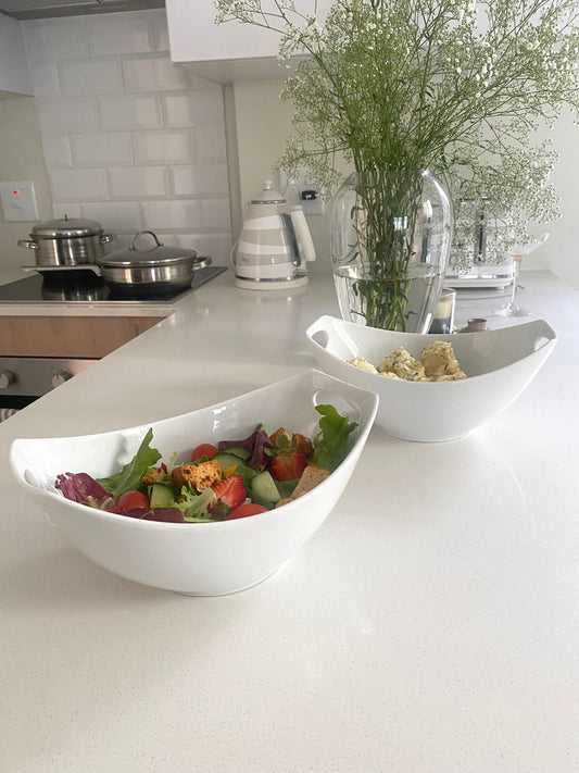 Double handle salad bowls