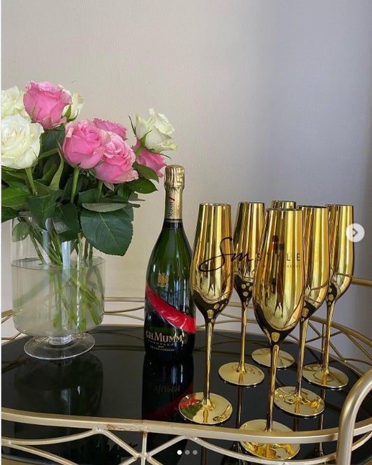 Gold champagne glasses