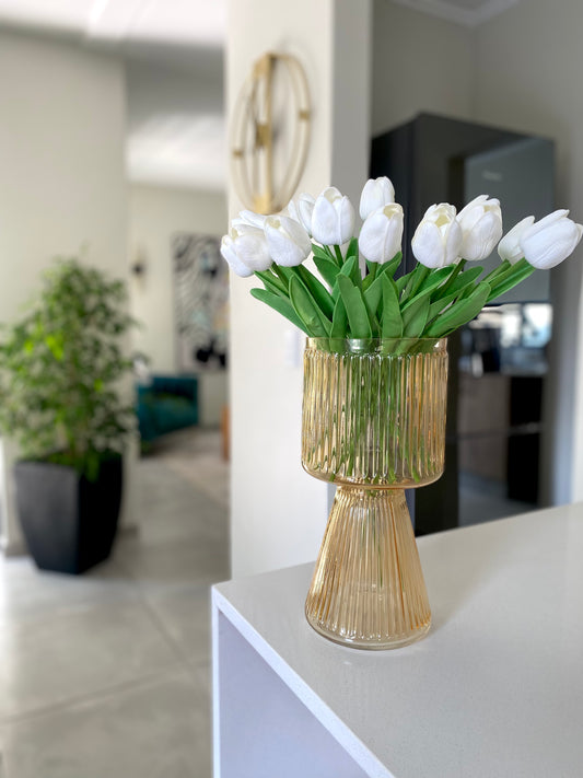 Clear gold pressed vase